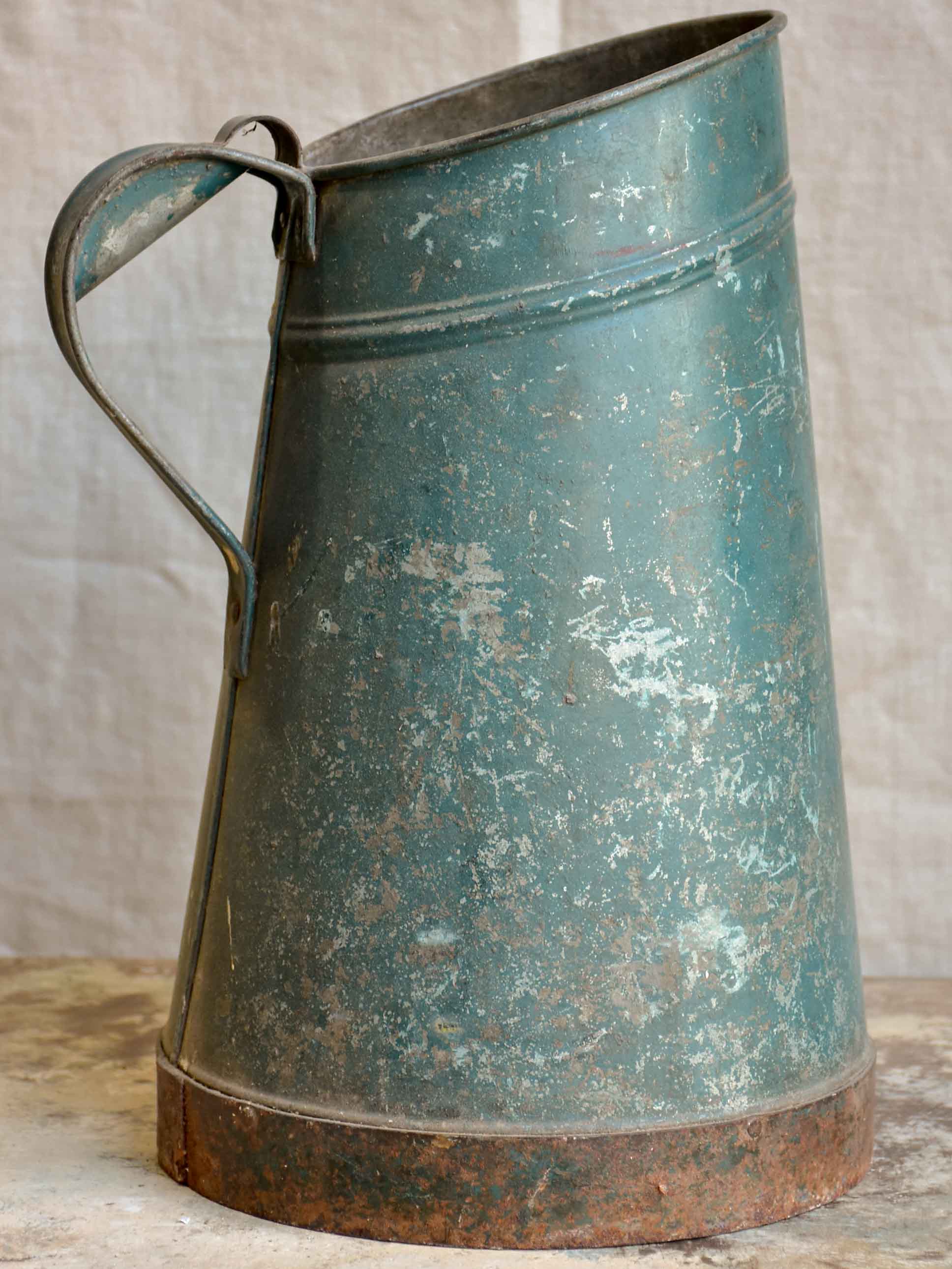 Antique French bathroom pitcher - zinc