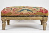 18th-century Louis XVI footrest with original cross stitch upholstery 13" x 16¼"