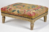 18th-century Louis XVI footrest with original cross stitch upholstery 13" x 16¼"