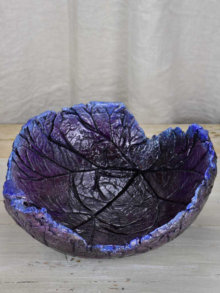 Large, Artisan Made Leaf Pattern Bowl