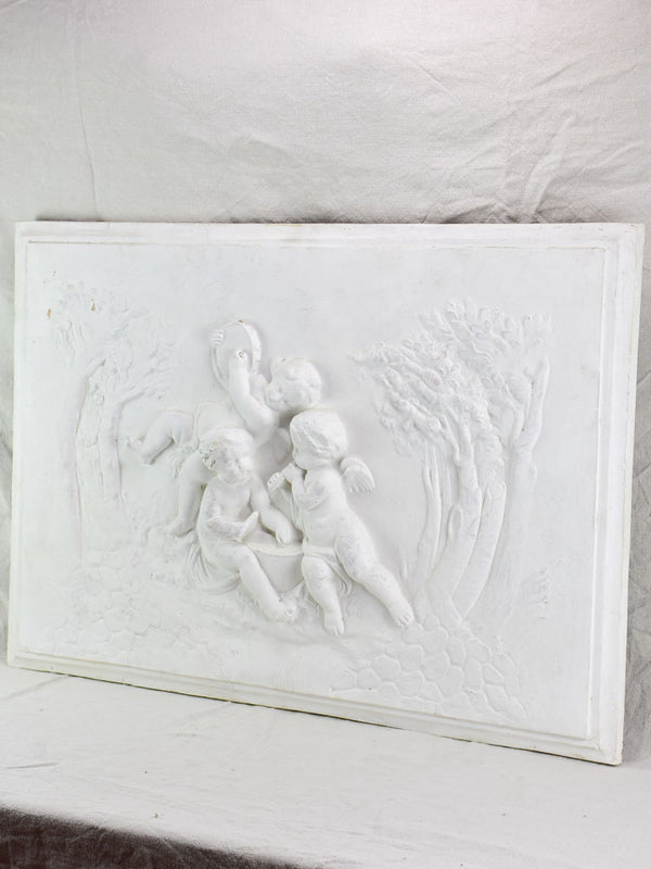 Large boiserie element / wall sculpture with cherubs 38½" x  26½"