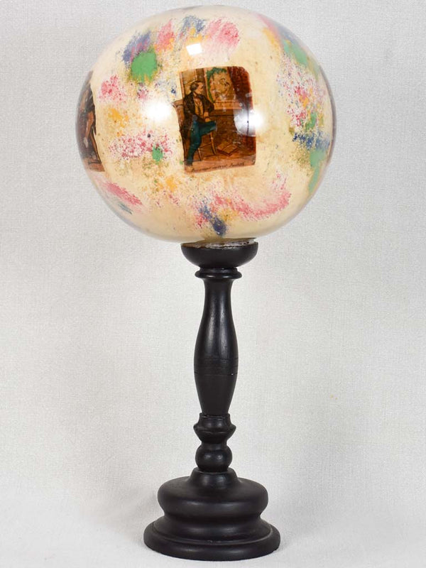 Colorful antique blown glass wig stand