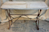 Antique French rectangular garden table with marble top