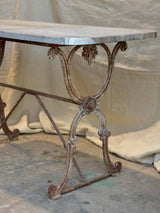 Antique French rectangular garden table with marble top