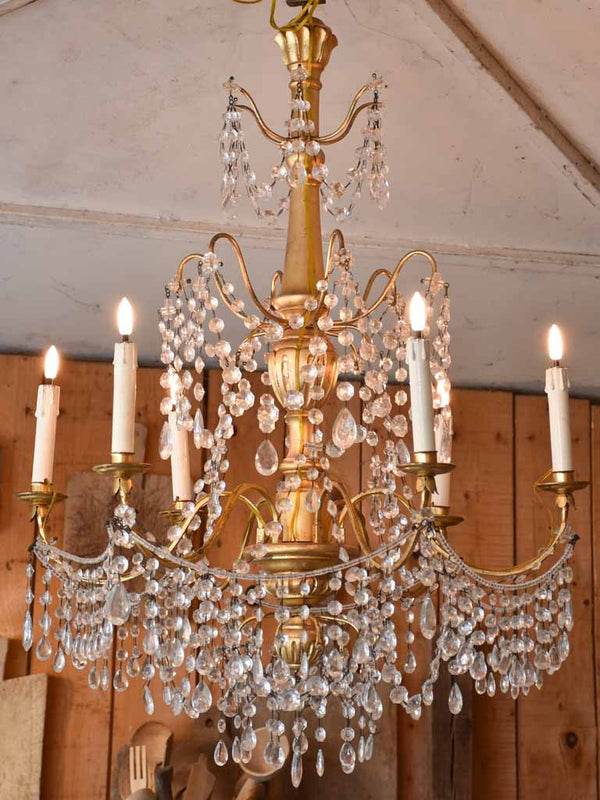 Pair of antique gilded chandeliers - 6 branches 41¼"