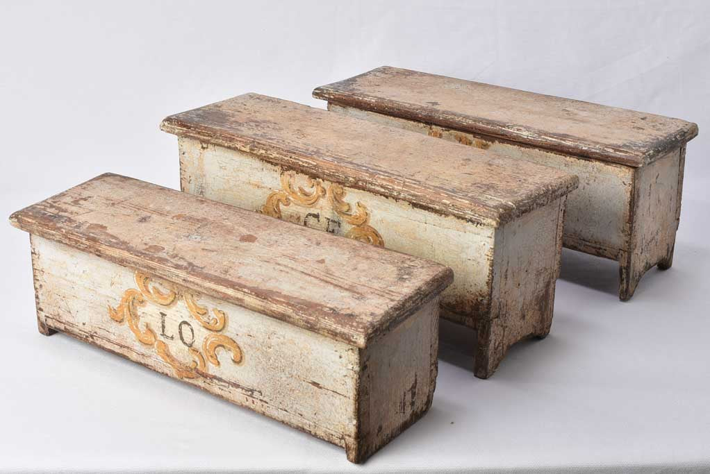3 rectangular religious trunks - hand painted Italian 20"