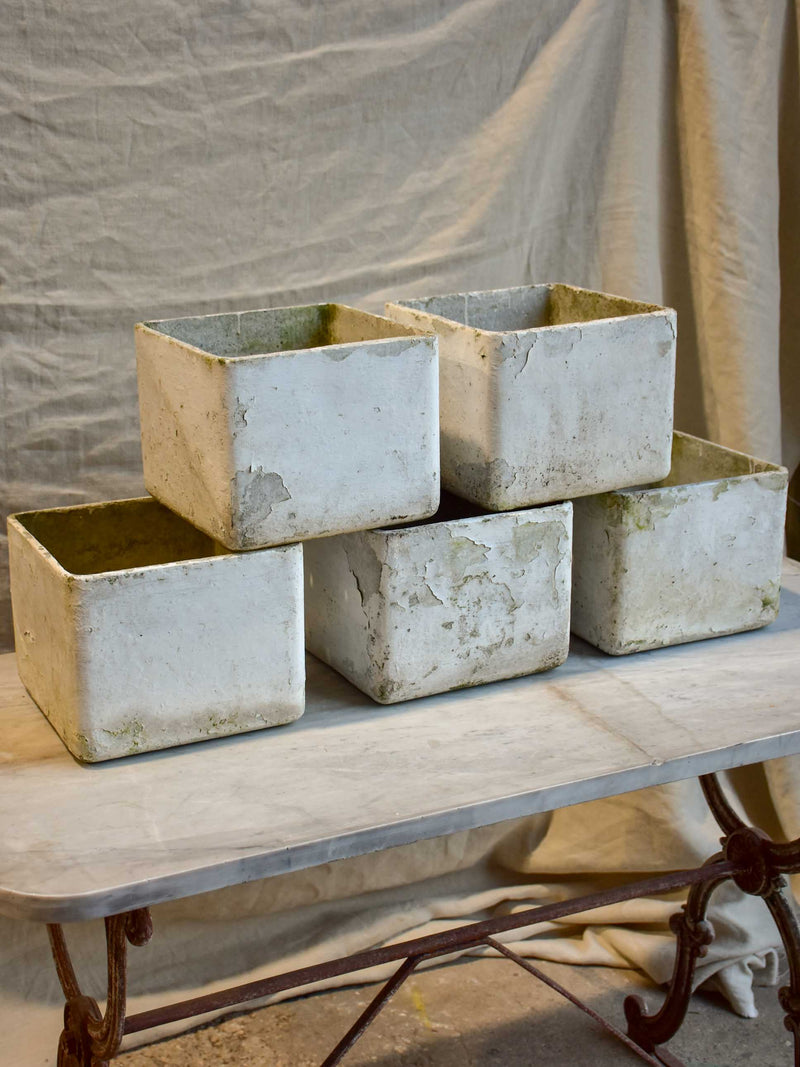 Collection of five square Willy Guhl garden planters