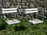 Pair of French garden armchairs - white