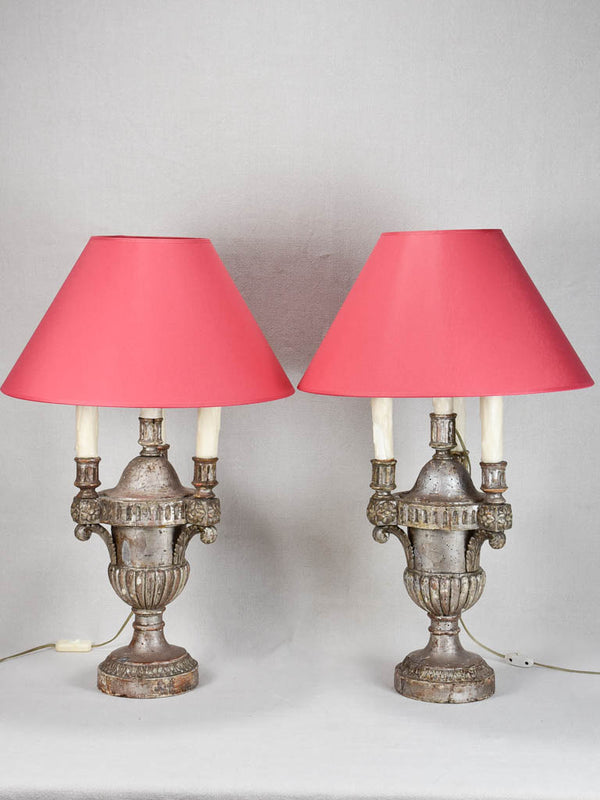 Elegant Silvered 18th Century Italian Lamps
