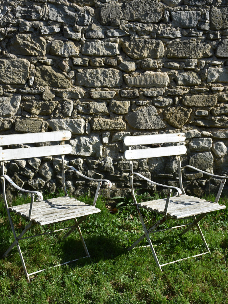 Pair of French garden armchairs - white