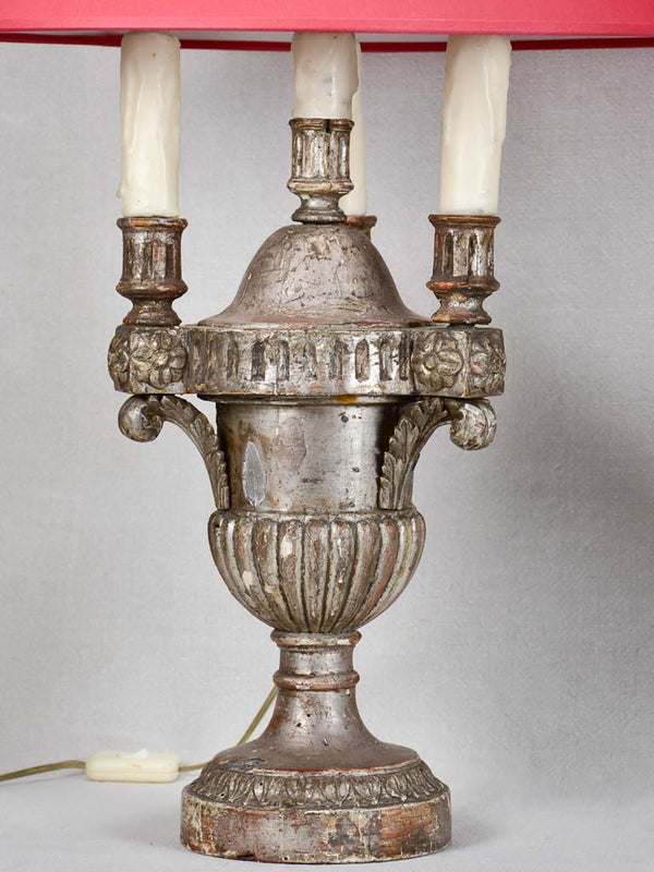 Antique Italian Silvered Candlestick Lamps