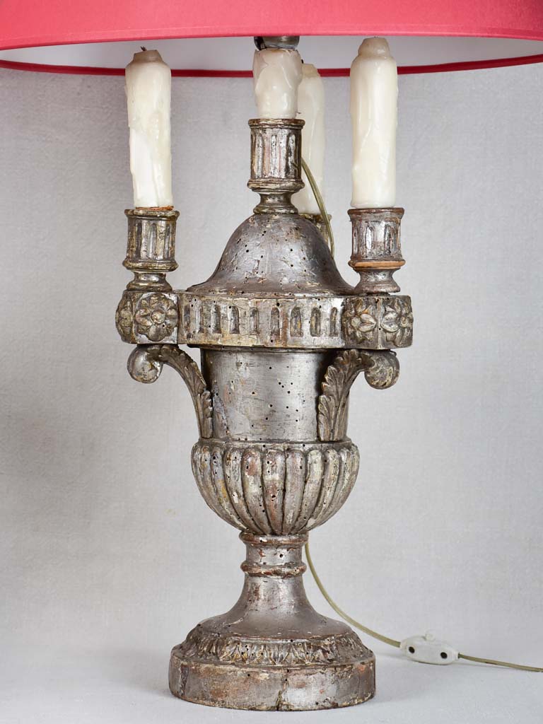 Pair of 18th-century silvered Italian lamps 29½"