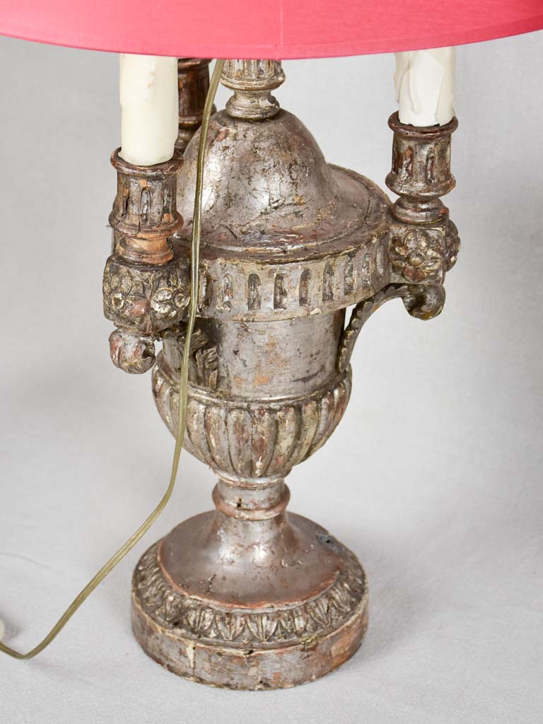 Pair of 18th-century silvered Italian lamps 29½"