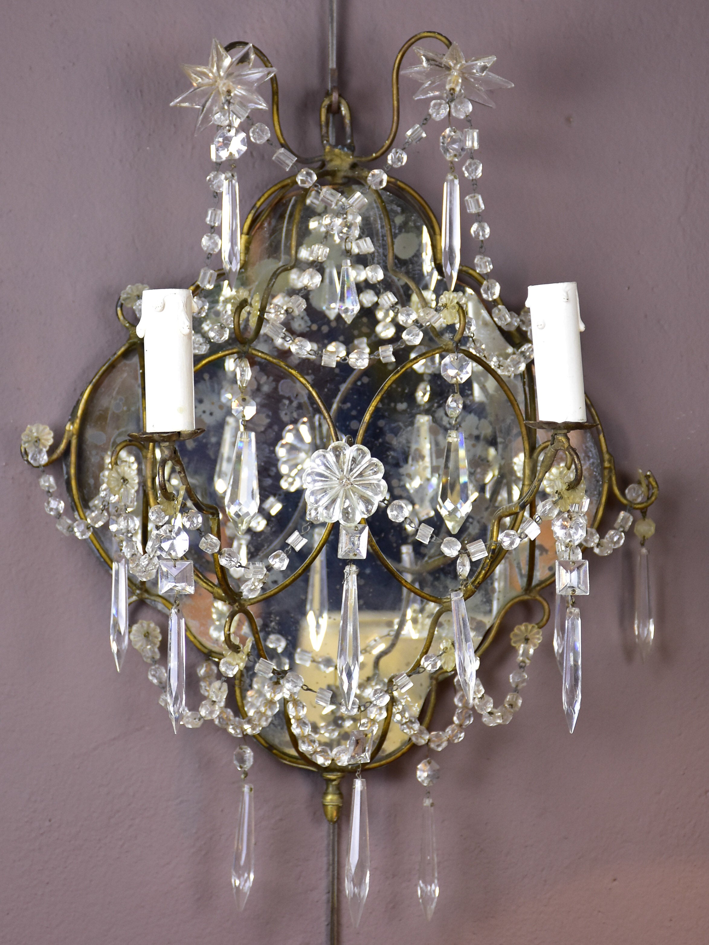 Pair of Late 19th century Venetian mirrored wall sconces
