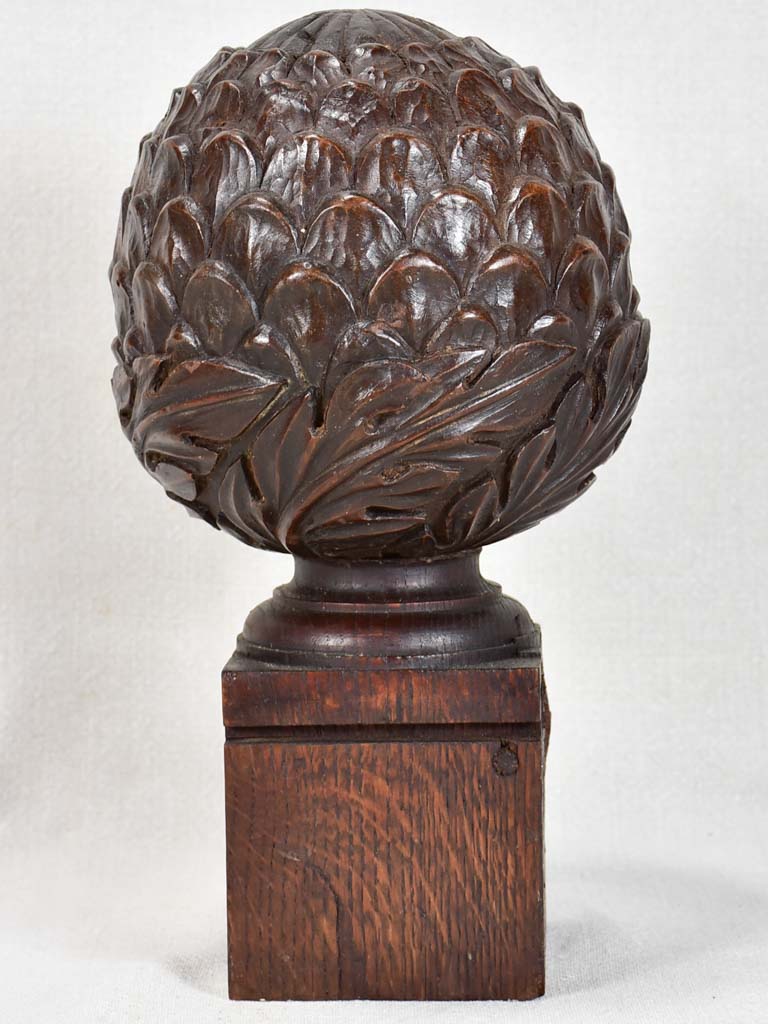 17th-century French sculpture of an artichoke from a church 12½"