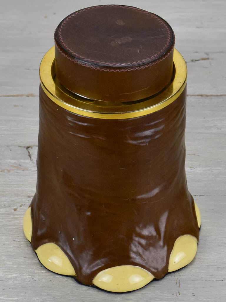 1970's French ice bucket - leather in the shape of an elephant foot