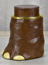 1970's French ice bucket - leather elephant foot