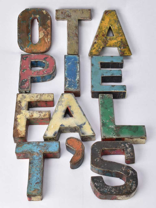 Vintage 1960s, weathered metal letter collection