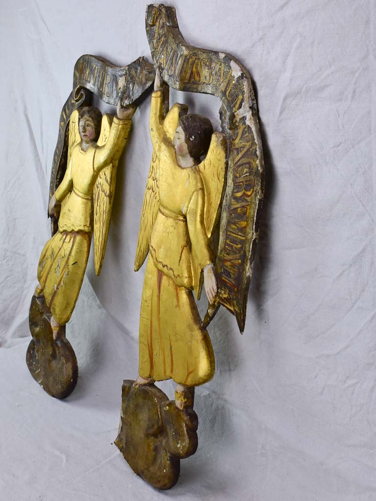 Two antique French gilded angels from a church 33½"