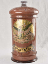 Large 19th century Italian apothecary glass jar with lid - Colocynthis 23¾"