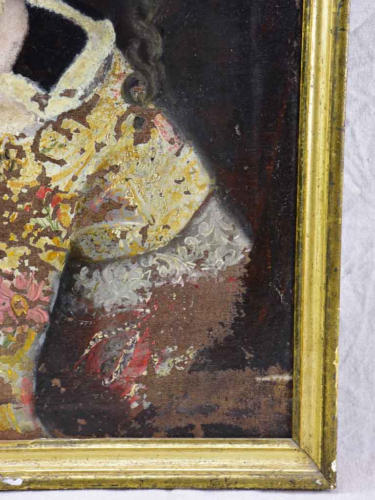 Antique French portrait of a lady - rustic condition 25¼" x 30¼"