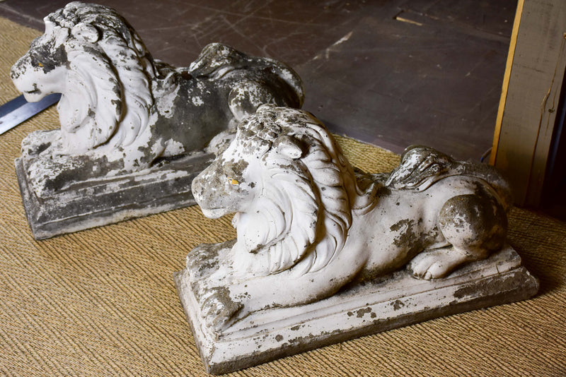 Pair of antique French garden lions
