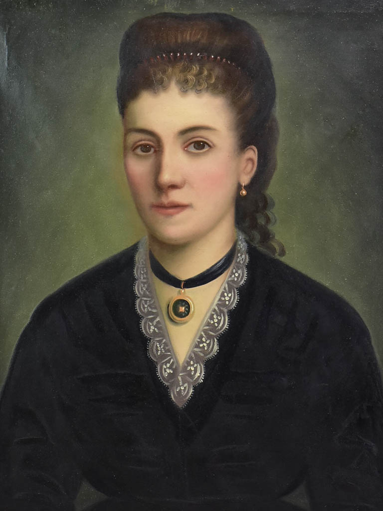 Antique French portrait of a lady 24¾" x 29¼"