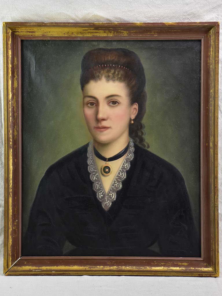 Antique French portrait of a lady 24¾" x 29¼"