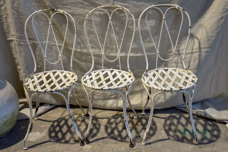 Three antique French garden chairs
