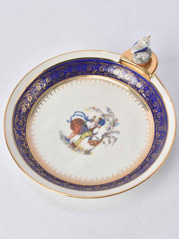 Antique baby food bowl - blue 7½"