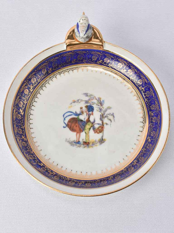 Antique baby food bowl - blue 7½"