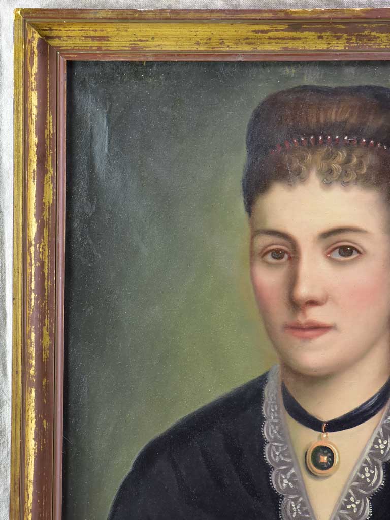 Antique French portrait of a lady 24¾" x 29¼"