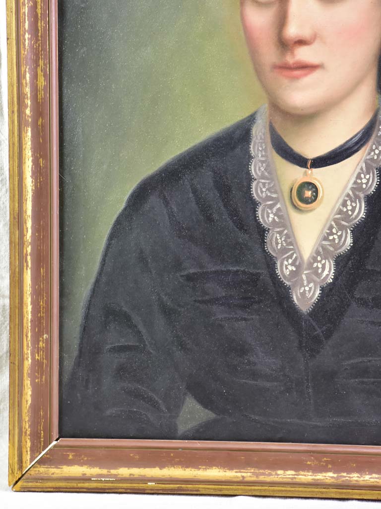 Antique French portrait of a lady 24¾" x 29¼"