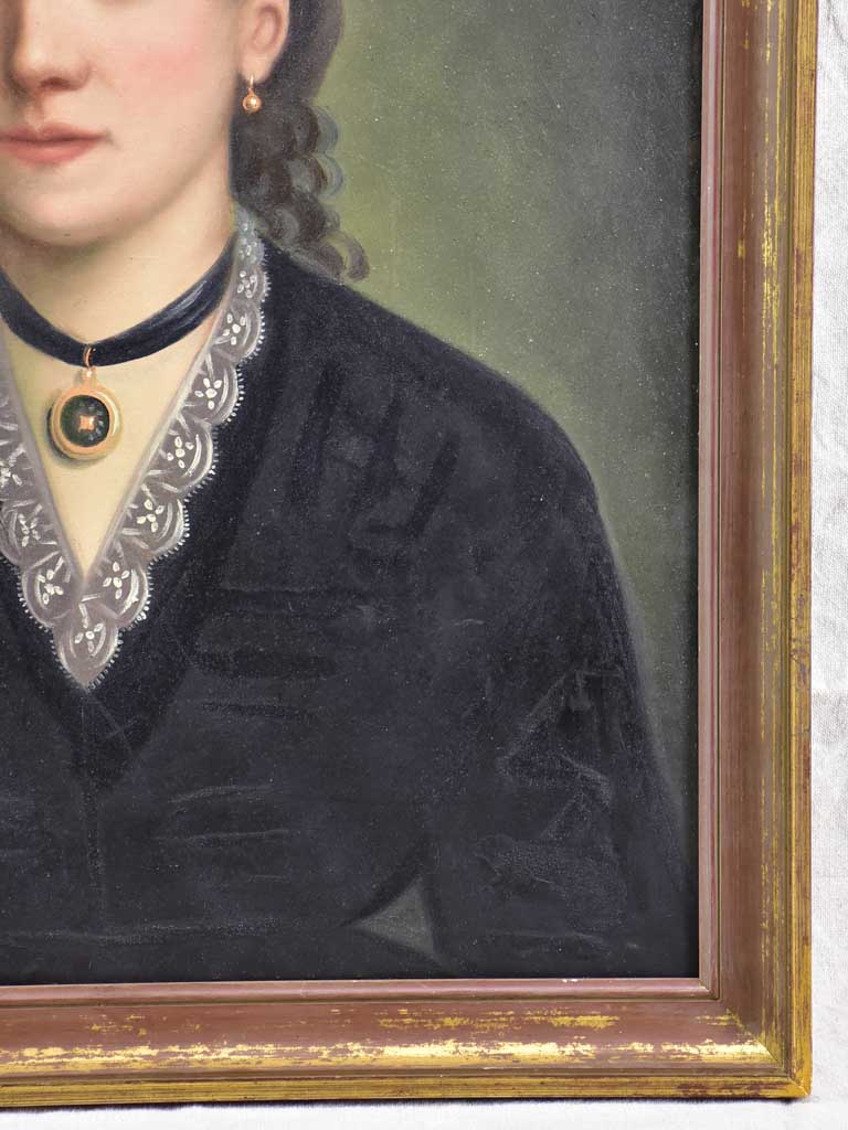 Antique French portrait of a lady 24¾" x 29¼"