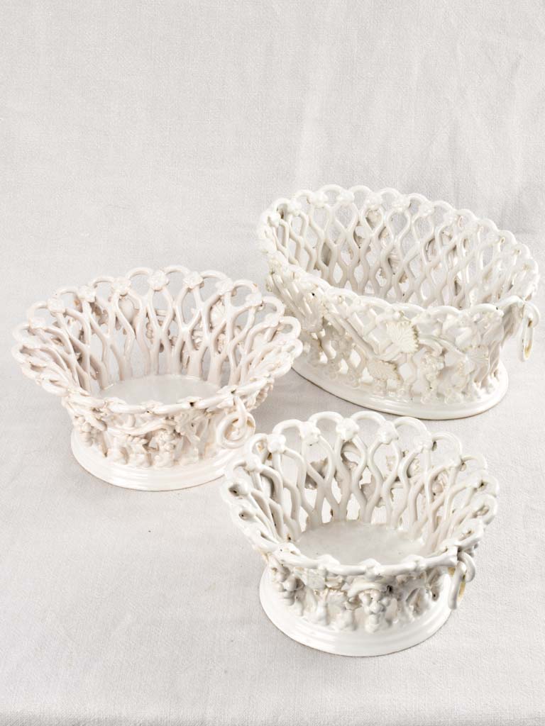 Vintage Émile Tessier ceramic woven bowls