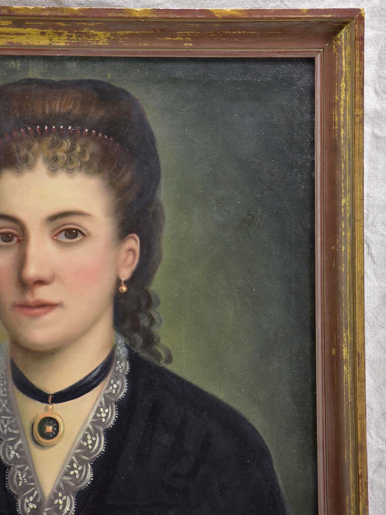 Antique French portrait of a lady 24¾" x 29¼"
