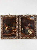 Antique Neapolitan Oil Paintings in Wooden Frames