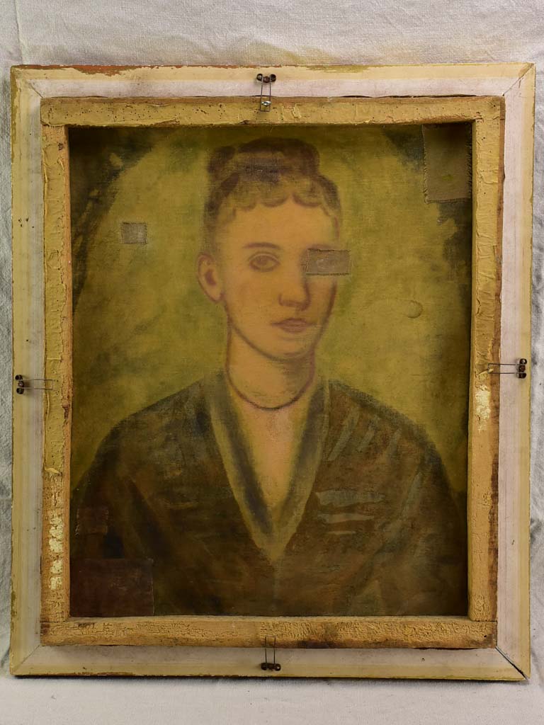 Antique French portrait of a lady 24¾" x 29¼"