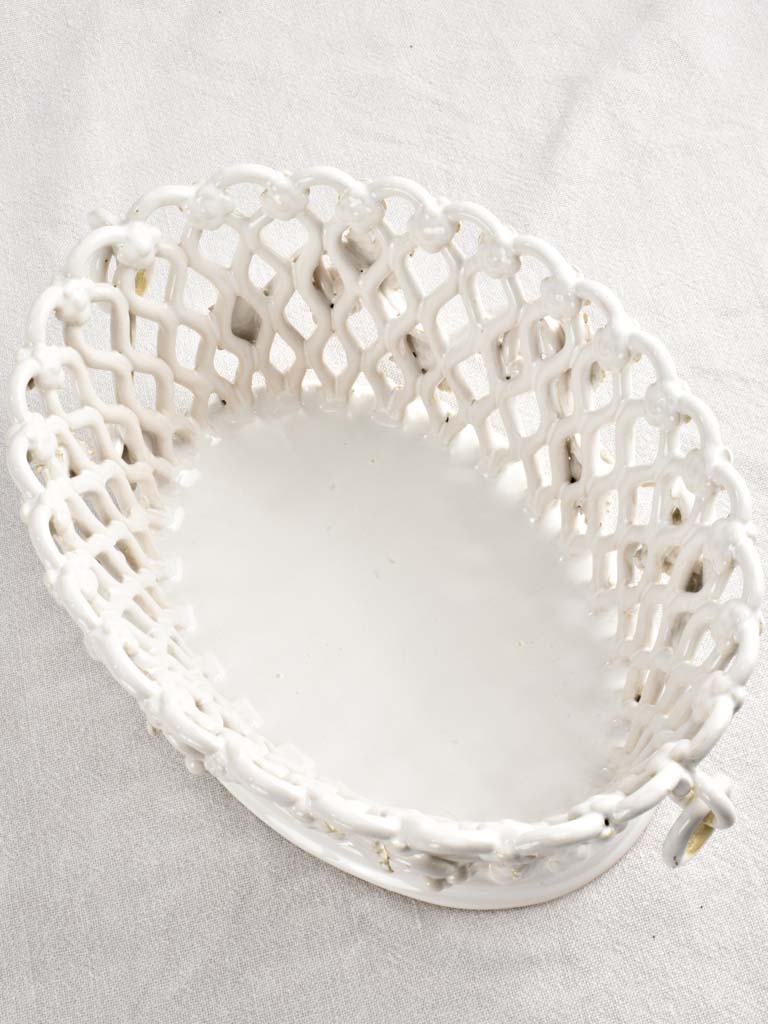Intricate woven ceramic bowls with grapes