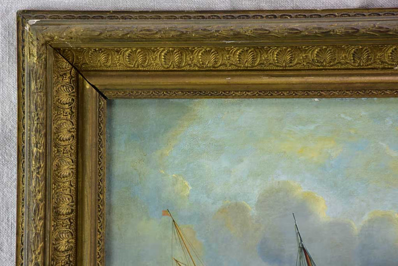 19th Century oil on canvas - yachts 23¼" x 19¼"