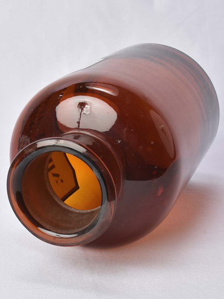 Large antique apothecary jar - amber glass 13"