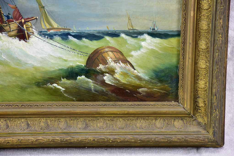 19th Century oil on canvas - yachts 23¼" x 19¼"
