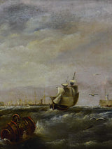 Victorian oil on canvas - marine scene signed E. Hayes 1854 19" x 15"