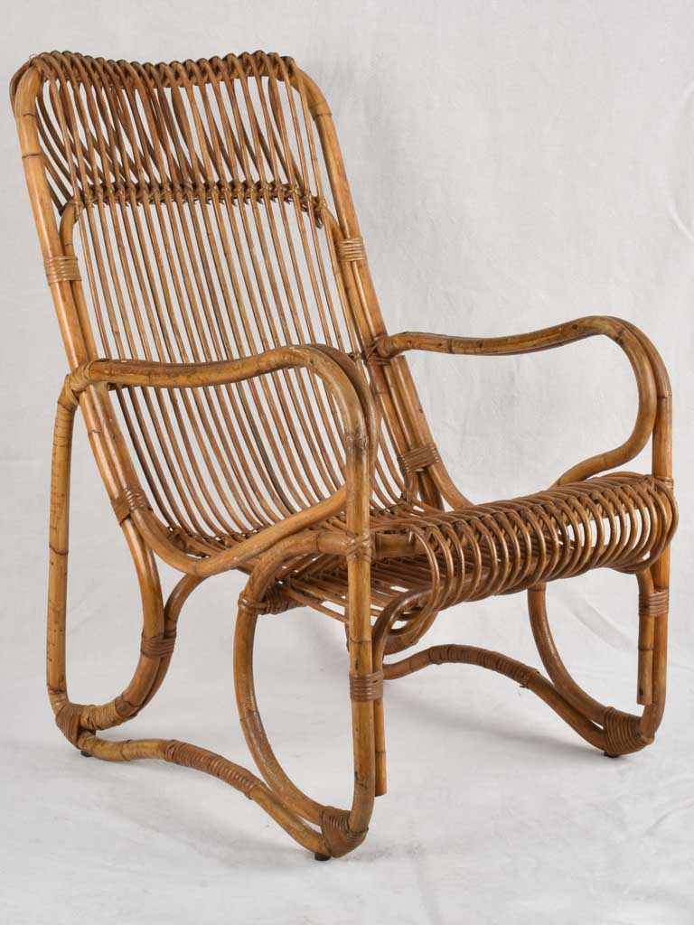 Pair of large rattan armchairs - Italian 1950s