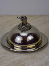 Vintage French fois gras / caviar dish - silver duck