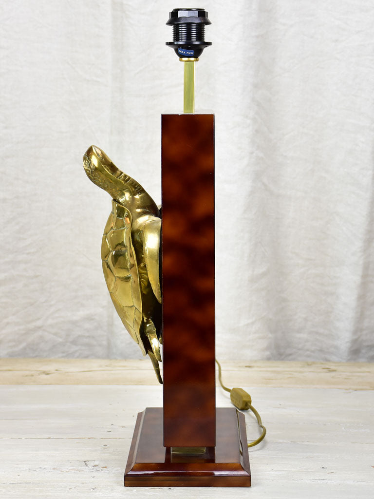 Antique brass turtle decorated lamp base