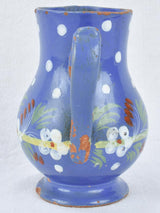 Handpainted pitcher - blue and white with flowers