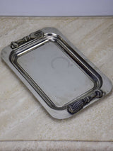 Silver vintage French tray with knot handles