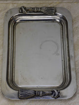 Silver vintage French tray with knot handles