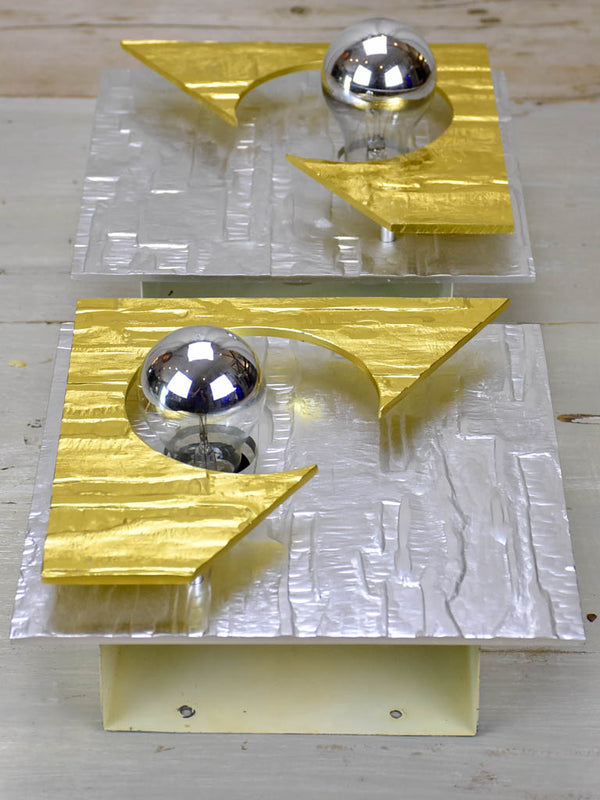 Pair of vintage wall sconces - silver and gold
